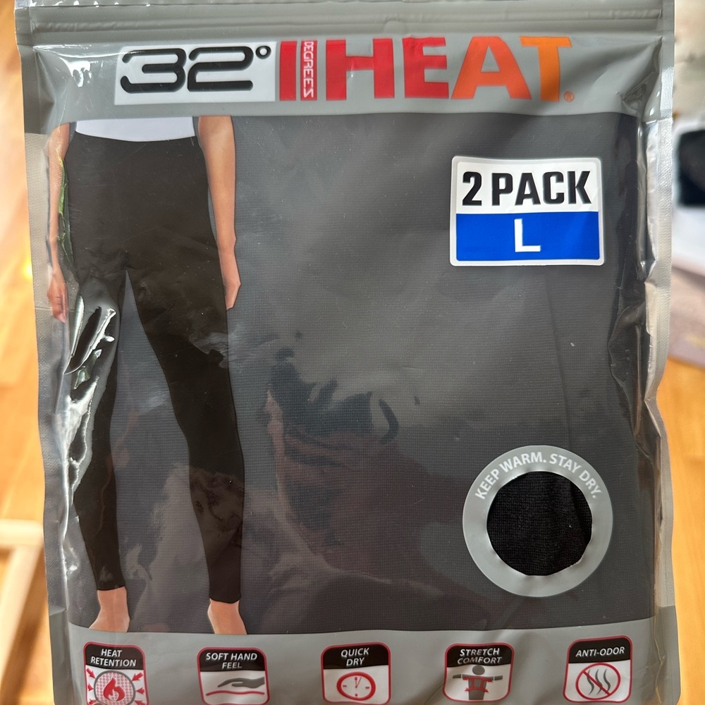 32 Degrees Black Thermal Leggings 2-Pack